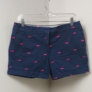 British Khaki Navy Women's Shorts with Pink Embroidery Sharks Size 8